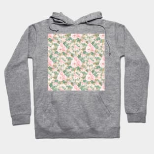 Elegant Blush Pink Roses Floral Mint Golden Leaves Hoodie